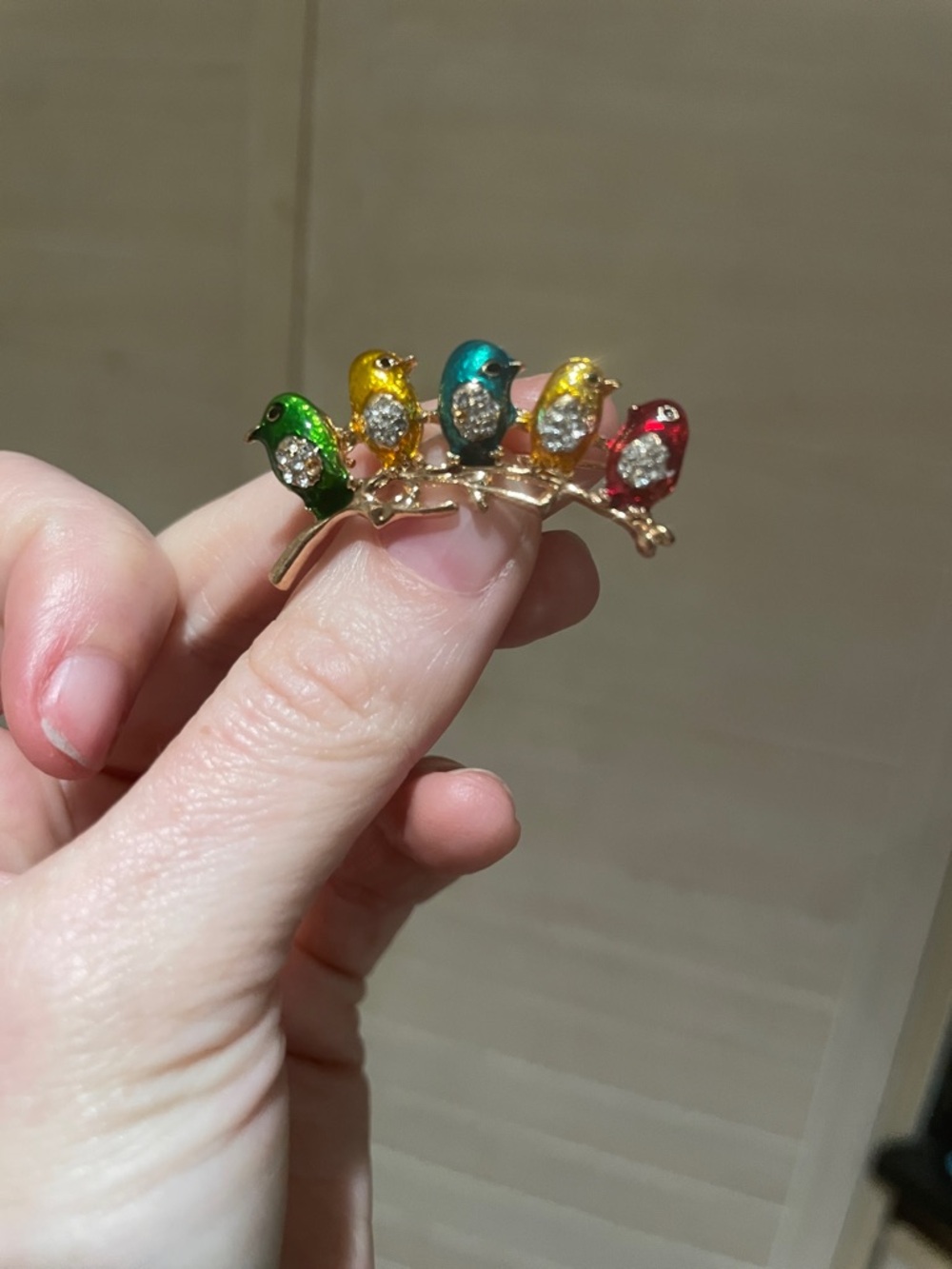 “Colorful Birds on a Branch” brooch